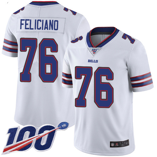 Men Buffalo Bills 76 Jon Feliciano White Vapor Untouchable Limited Player 100th Season NFL Jersey